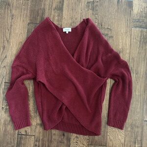 American Eagle Outfitters Burgundy Wrap V-Neck Sweater